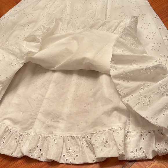 Zara embroidered 100% cotton white voluminous hem midi skirt sz.XS - Picture 11 of 16